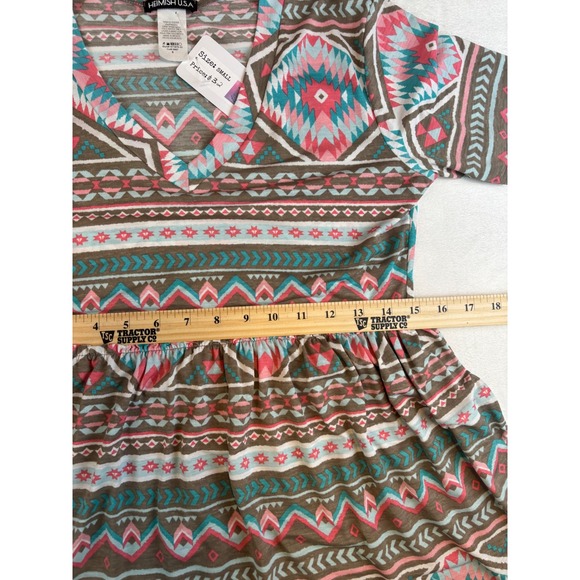 Heimish USA Brown Aztec Print‎ Short Sleeve Mini Dress - Size Small New Boutique - Picture 3 of 7